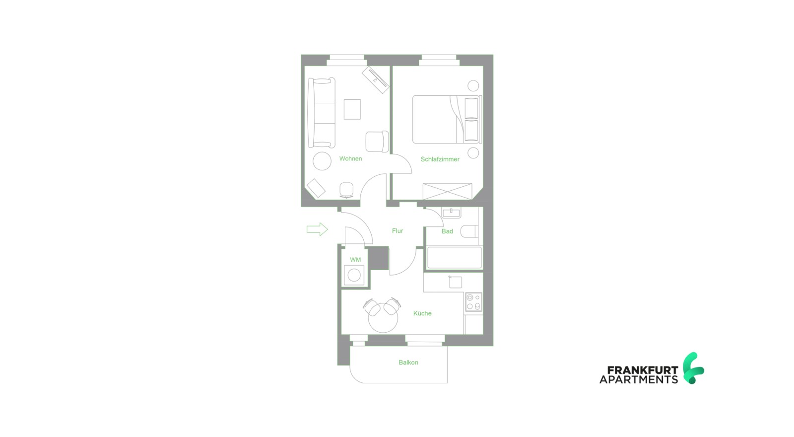 HA-2R#*** S T A N D A R D Business Apartment in Frankfurt-Rödelheim ***