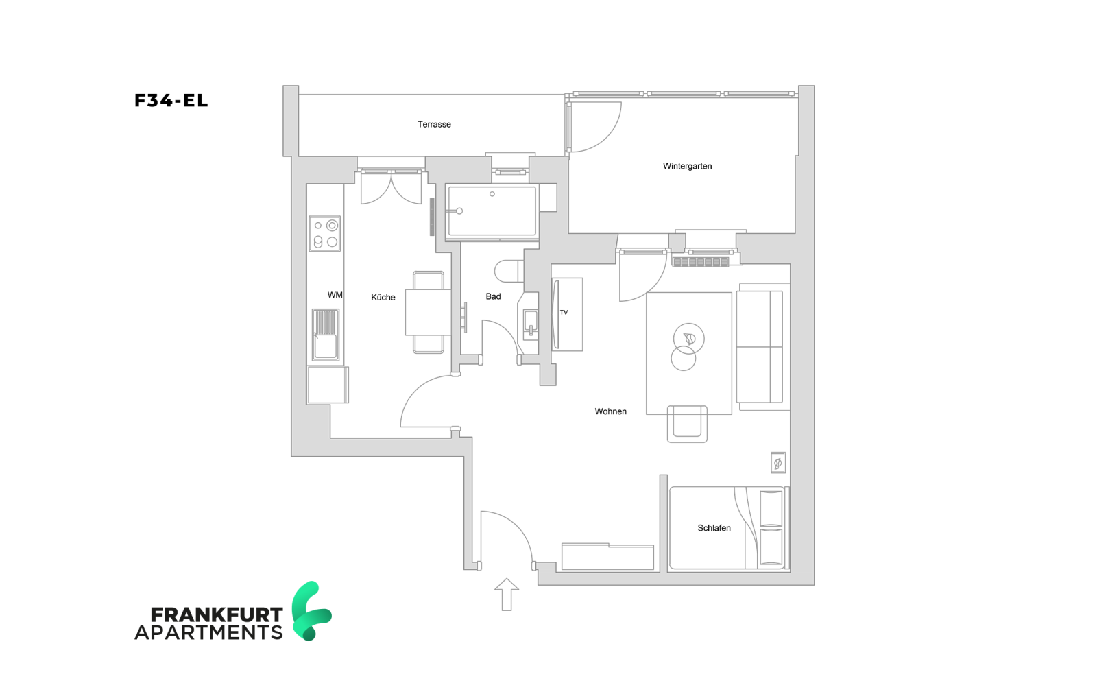 F34-EL#*** P R I M E Studio Apartment mit Wintergarten in Rödelheim ***